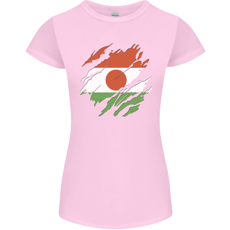 Torn Niger Flag Nigerien Day Football Womens Petite Cut T-Shirt Light Pink
