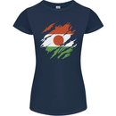 Torn Niger Flag Nigerien Day Football Womens Petite Cut T-Shirt Navy Blue