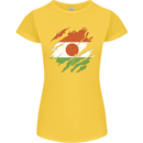 Torn Niger Flag Nigerien Day Football Womens Petite Cut T-Shirt Yellow