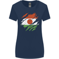 Torn Niger Flag Nigerien Day Football Womens Wider Cut T-Shirt Navy Blue