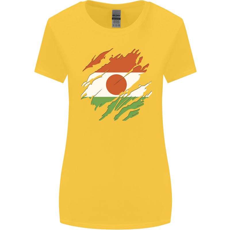 Torn Niger Flag Nigerien Day Football Womens Wider Cut T-Shirt Yellow