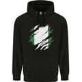 Torn Nigeria Flag Nigerian Day Football Childrens Kids Hoodie Black