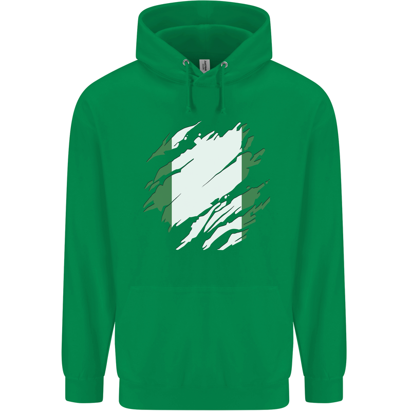 Torn Nigeria Flag Nigerian Day Football Childrens Kids Hoodie Irish Green