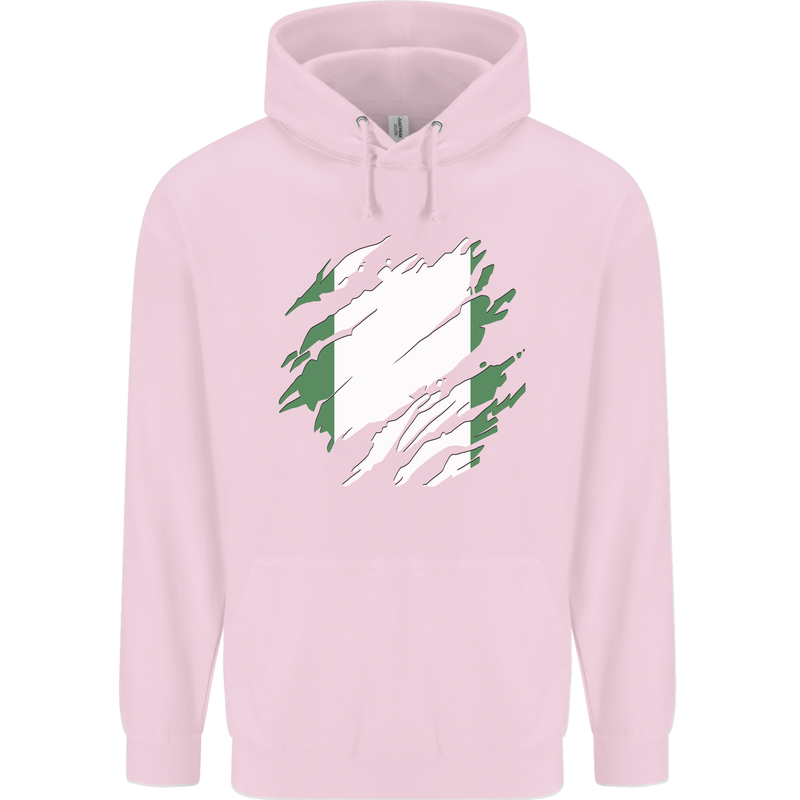 Torn Nigeria Flag Nigerian Day Football Childrens Kids Hoodie Light Pink