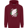 Torn Nigeria Flag Nigerian Day Football Childrens Kids Hoodie Maroon
