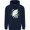Torn Nigeria Flag Nigerian Day Football Childrens Kids Hoodie Navy Blue