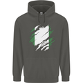 Torn Nigeria Flag Nigerian Day Football Childrens Kids Hoodie Storm Grey