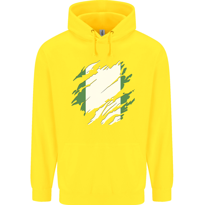 Torn Nigeria Flag Nigerian Day Football Childrens Kids Hoodie Yellow