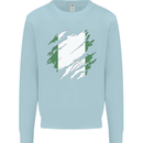 Torn Nigeria Flag Nigerian Day Football Kids Sweatshirt Jumper Light Blue