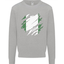 Torn Nigeria Flag Nigerian Day Football Kids Sweatshirt Jumper Sports Grey