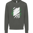 Torn Nigeria Flag Nigerian Day Football Kids Sweatshirt Jumper Storm Grey