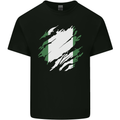 Torn Nigeria Flag Nigerian Day Football Kids T-Shirt Childrens Black