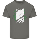 Torn Nigeria Flag Nigerian Day Football Kids T-Shirt Childrens Charcoal
