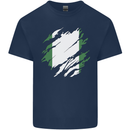 Torn Nigeria Flag Nigerian Day Football Kids T-Shirt Childrens Navy Blue