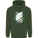 Torn Nigeria Flag Nigerian Day Football Mens 80% Cotton Hoodie Forest Green