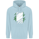 Torn Nigeria Flag Nigerian Day Football Mens 80% Cotton Hoodie Light Blue