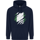 Torn Nigeria Flag Nigerian Day Football Mens 80% Cotton Hoodie Navy Blue