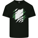 Torn Nigeria Flag Nigerian Day Football Mens Cotton T-Shirt Tee Top Black
