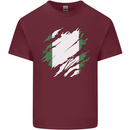 Torn Nigeria Flag Nigerian Day Football Mens Cotton T-Shirt Tee Top Maroon