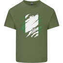 Torn Nigeria Flag Nigerian Day Football Mens Cotton T-Shirt Tee Top Military Green