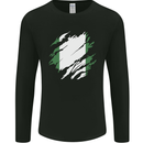 Torn Nigeria Flag Nigerian Day Football Mens Long Sleeve T-Shirt Black