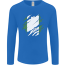 Torn Nigeria Flag Nigerian Day Football Mens Long Sleeve T-Shirt Royal Blue