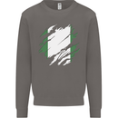 Torn Nigeria Flag Nigerian Day Football Mens Sweatshirt Jumper Charcoal