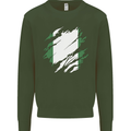 Torn Nigeria Flag Nigerian Day Football Mens Sweatshirt Jumper Forest Green