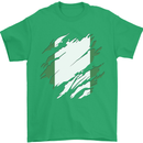 Torn Nigeria Flag Nigerian Day Football Mens T-Shirt 100% Cotton Irish Green