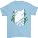 Torn Nigeria Flag Nigerian Day Football Mens T-Shirt 100% Cotton Light Blue