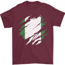 Torn Nigeria Flag Nigerian Day Football Mens T-Shirt 100% Cotton Maroon