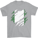 Torn Nigeria Flag Nigerian Day Football Mens T-Shirt 100% Cotton Sports Grey
