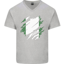 Torn Nigeria Flag Nigerian Day Football Mens V-Neck Cotton T-Shirt Sports Grey