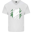 Torn Nigeria Flag Nigerian Day Football Mens V-Neck Cotton T-Shirt White