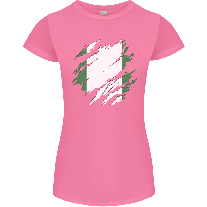 Torn Nigeria Flag Nigerian Day Football Womens Petite Cut T-Shirt Azalea