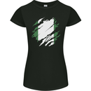 Torn Nigeria Flag Nigerian Day Football Womens Petite Cut T-Shirt Black