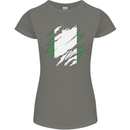 Torn Nigeria Flag Nigerian Day Football Womens Petite Cut T-Shirt Charcoal