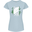Torn Nigeria Flag Nigerian Day Football Womens Petite Cut T-Shirt Light Blue