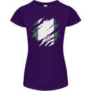 Torn Nigeria Flag Nigerian Day Football Womens Petite Cut T-Shirt Purple