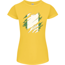 Torn Nigeria Flag Nigerian Day Football Womens Petite Cut T-Shirt Yellow