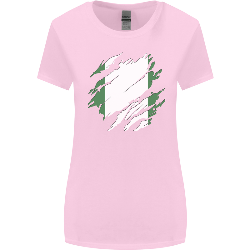 Torn Nigeria Flag Nigerian Day Football Womens Wider Cut T-Shirt Light Pink