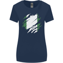Torn Nigeria Flag Nigerian Day Football Womens Wider Cut T-Shirt Navy Blue