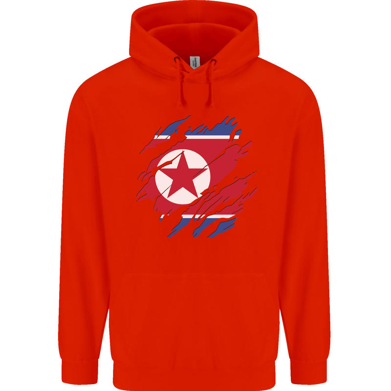 Torn North Korea Flag Korean Day Football Childrens Kids Hoodie Bright Red