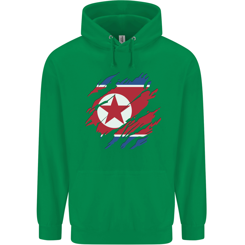 Torn North Korea Flag Korean Day Football Childrens Kids Hoodie Irish Green