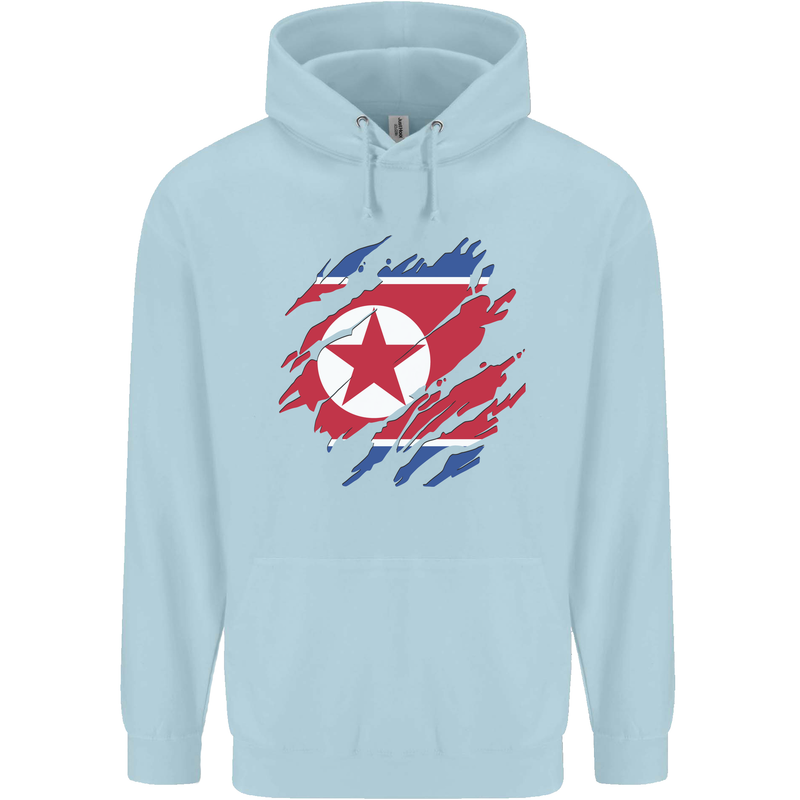 Torn North Korea Flag Korean Day Football Childrens Kids Hoodie Light Blue