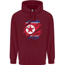 Torn North Korea Flag Korean Day Football Childrens Kids Hoodie Maroon