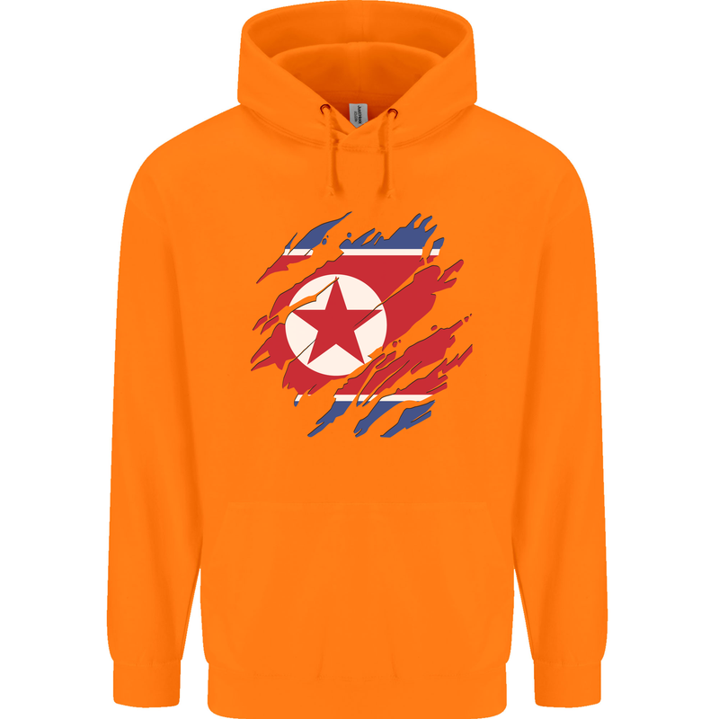 Torn North Korea Flag Korean Day Football Childrens Kids Hoodie Orange