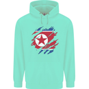 Torn North Korea Flag Korean Day Football Childrens Kids Hoodie Peppermint