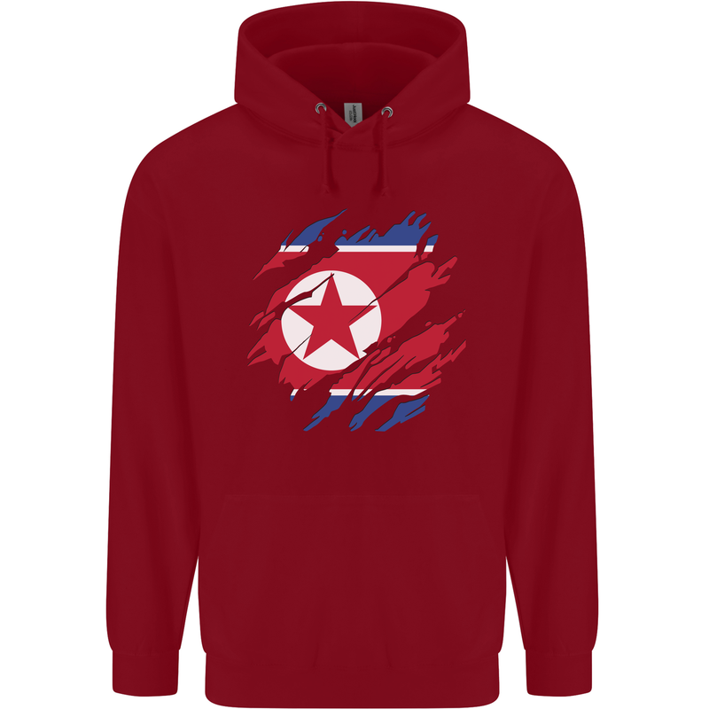 Torn North Korea Flag Korean Day Football Childrens Kids Hoodie Red