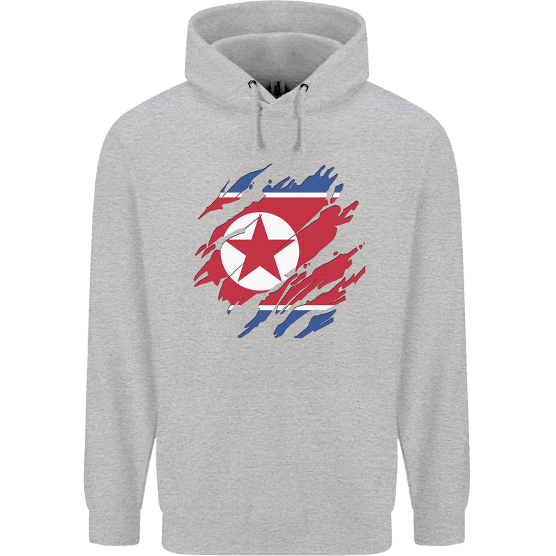 Torn North Korea Flag Korean Day Football Childrens Kids Hoodie Sports Grey